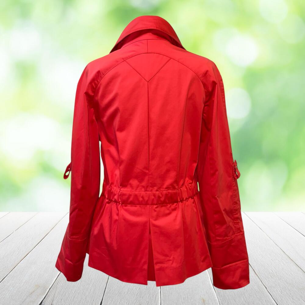 CARLISLE Utility Jacket Anorak Full Zip Gold Snaps Roll Tab Tomato Red Sz 8 - Picture 3 of 16